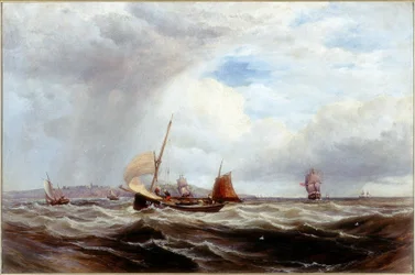 Schiffe und Fischerboote in rauer See